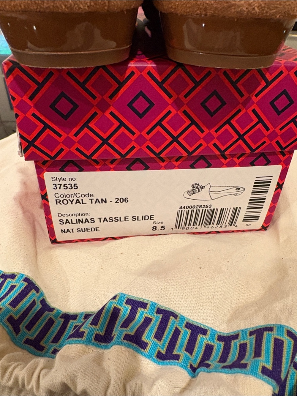 Tory Burch Royal Tan Suede Tassel Slide Mules - Picture 3 of 6